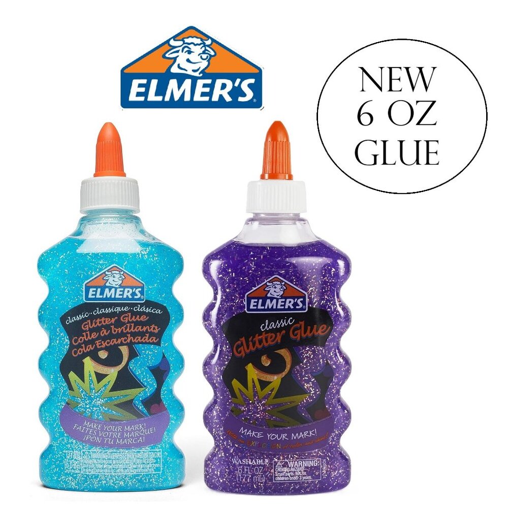New 2x Elmer's Liquid Glitter Glue Blue purple school supplies Slime arts crafts